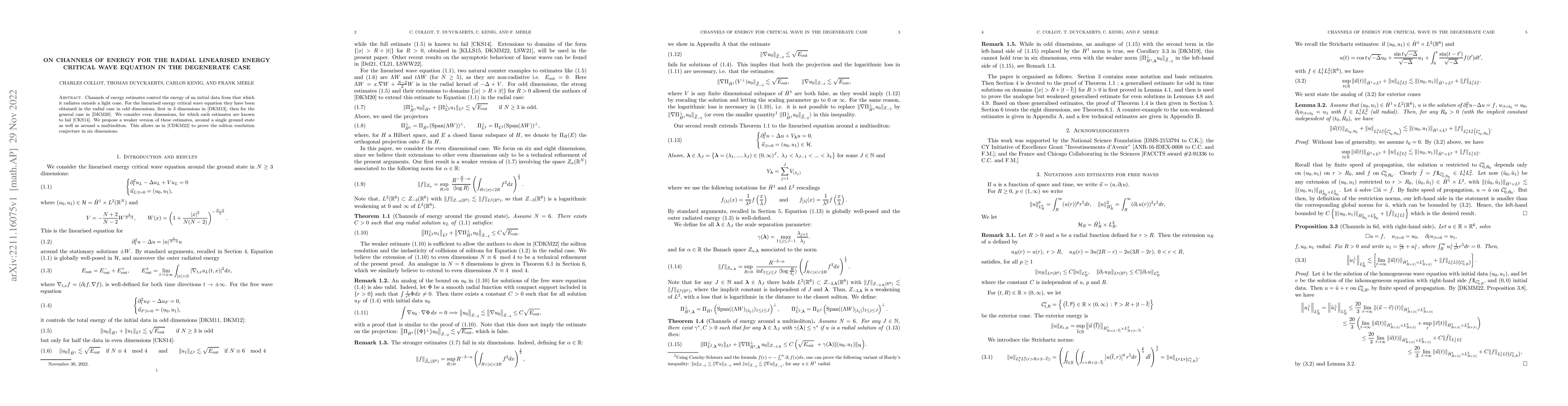 Thumbnail for On channels of energy for the radial linearised energy critical wave
  equation in the degenerate case