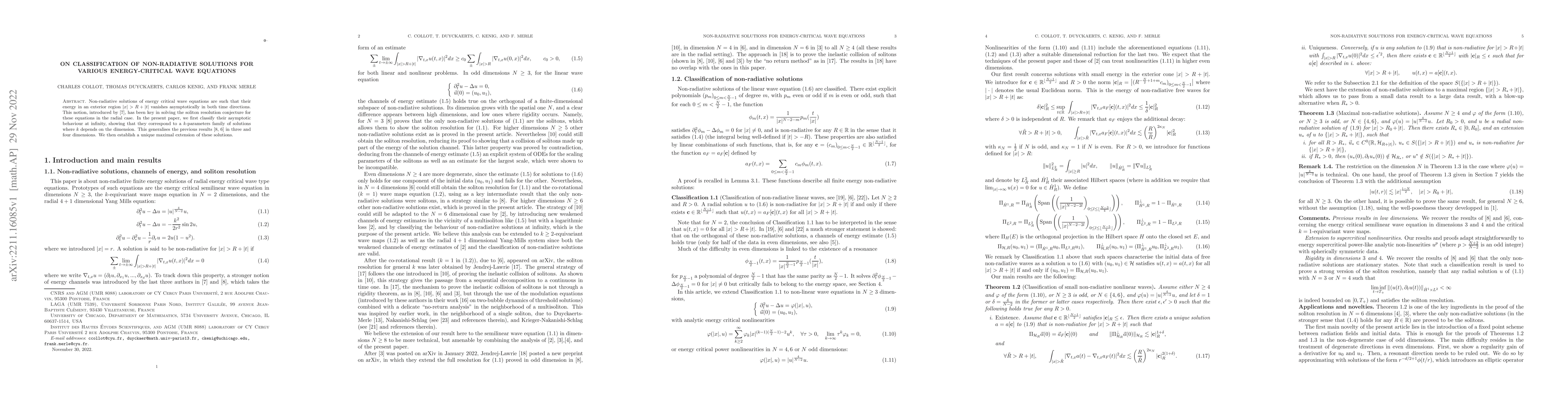 Thumbnail for On classification of non-radiative solutions for various energy-critical
  wave equations