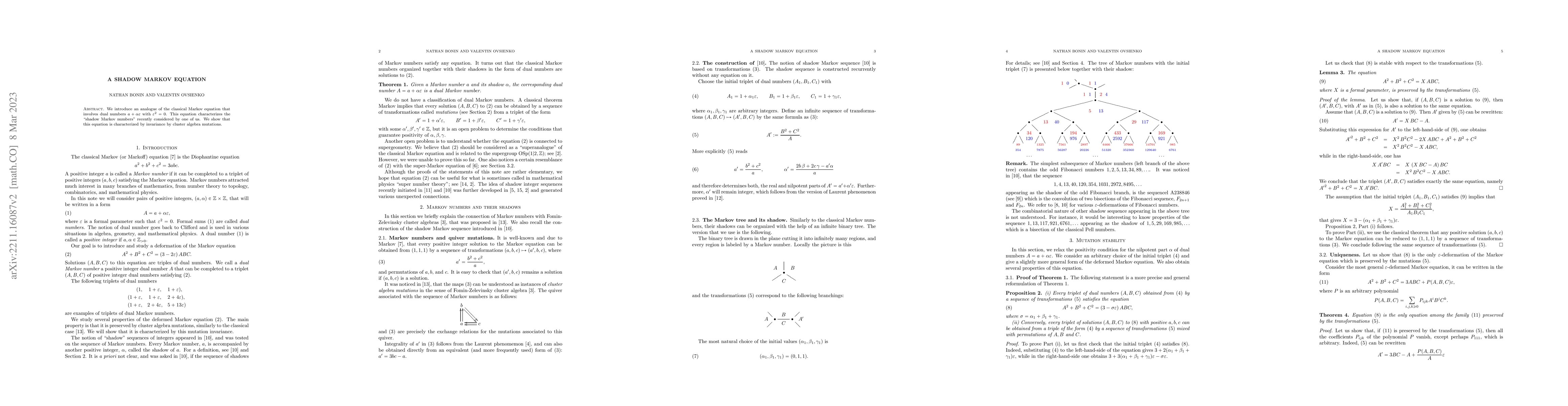 Thumbnail for A shadow Markov equation