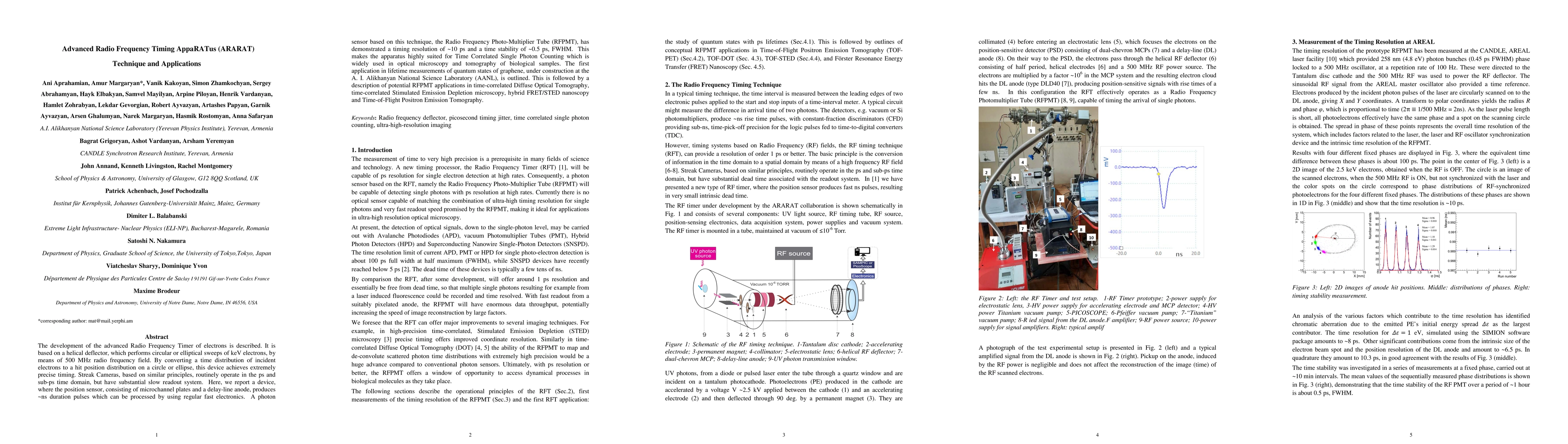 Thumbnail for Advanced Radio Frequency Timing AppaRATus (ARARAT) Technique and
  Applications