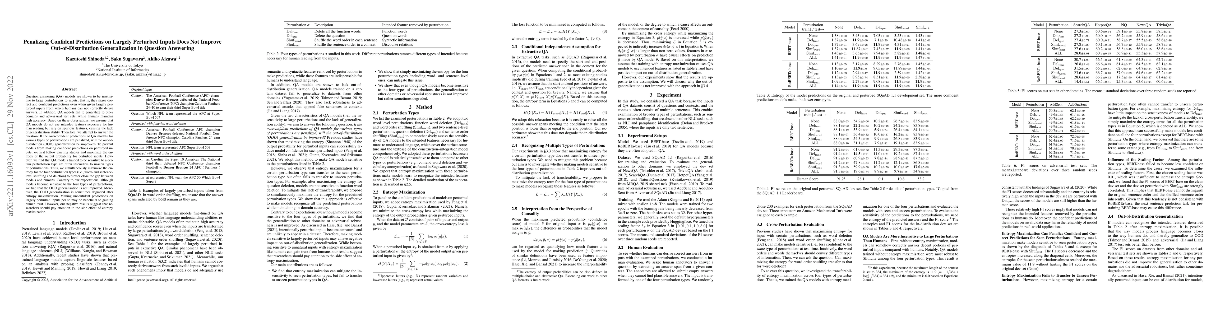 Thumbnail for Penalizing Confident Predictions on Largely Perturbed Inputs Does Not
  Improve Out-of-Distribution Generalization in Question Answering