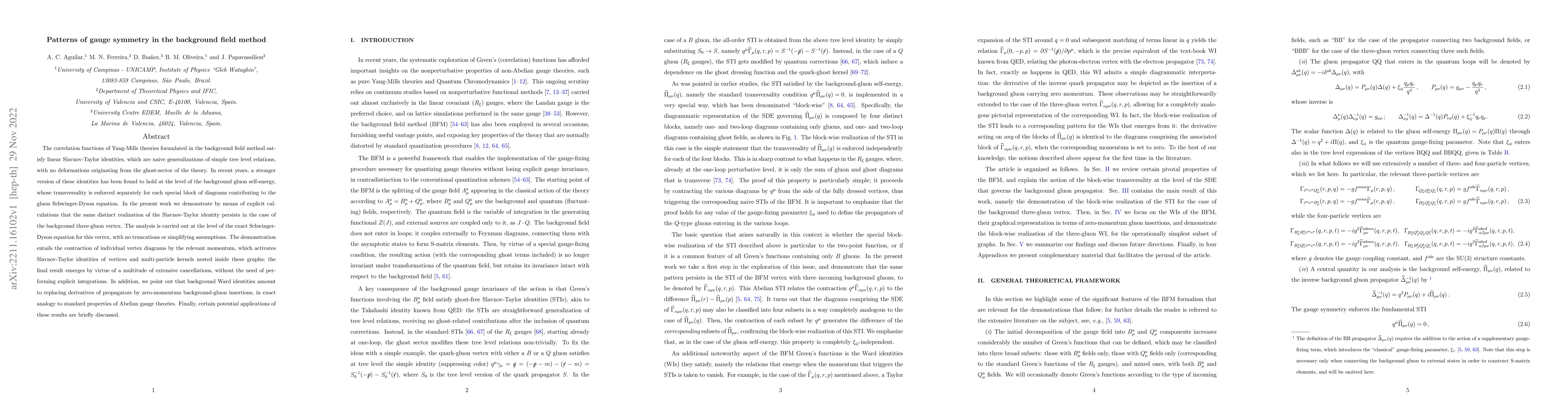 Thumbnail for Patterns of gauge symmetry in the background field method