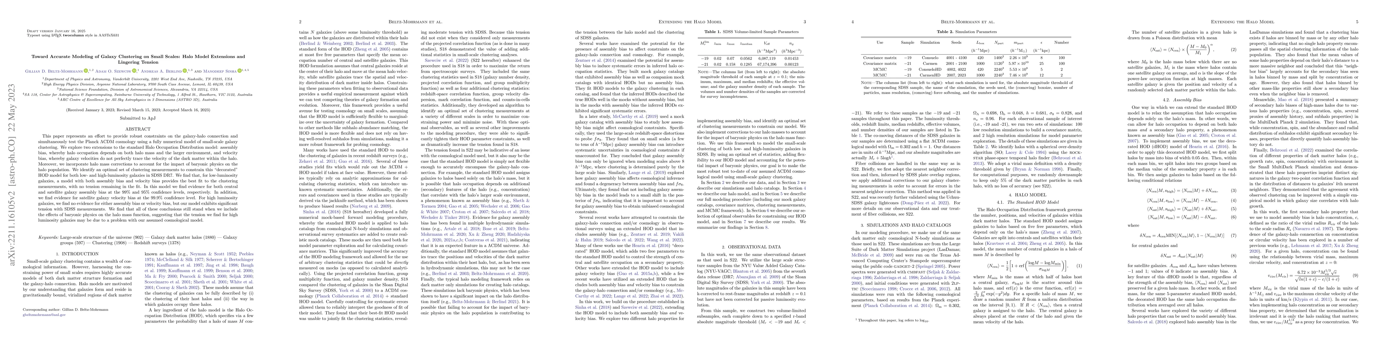 Thumbnail for Toward Accurate Modeling of Galaxy Clustering on Small Scales: Halo
  Model Extensions and Lingering Tension