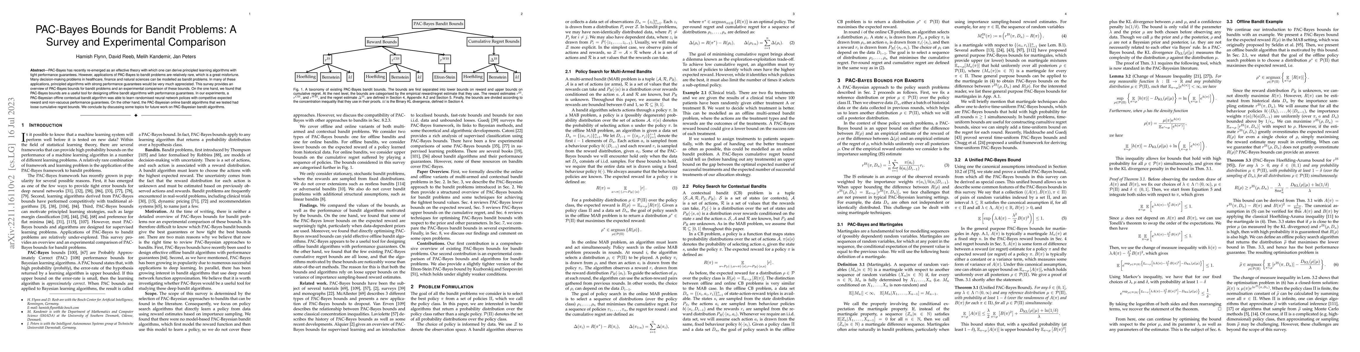 Thumbnail for PAC-Bayes Bounds for Bandit Problems: A Survey and Experimental
  Comparison