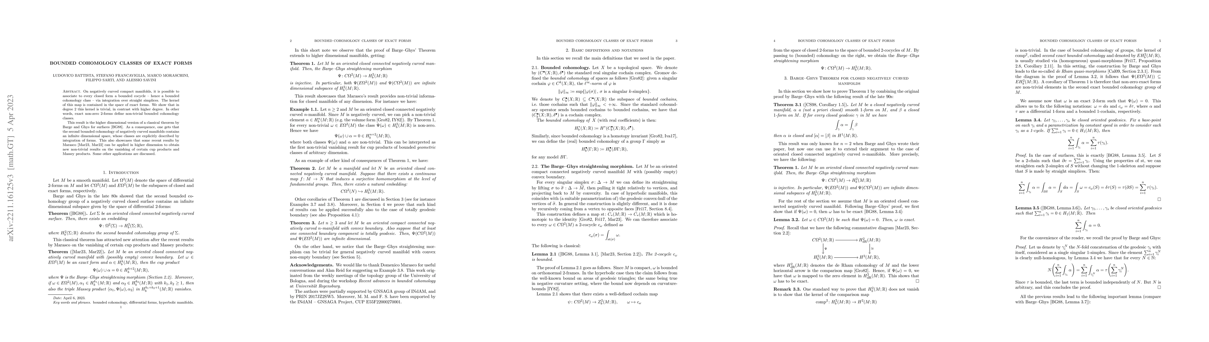 Thumbnail for Bounded Cohomology Classes of Exact Forms
