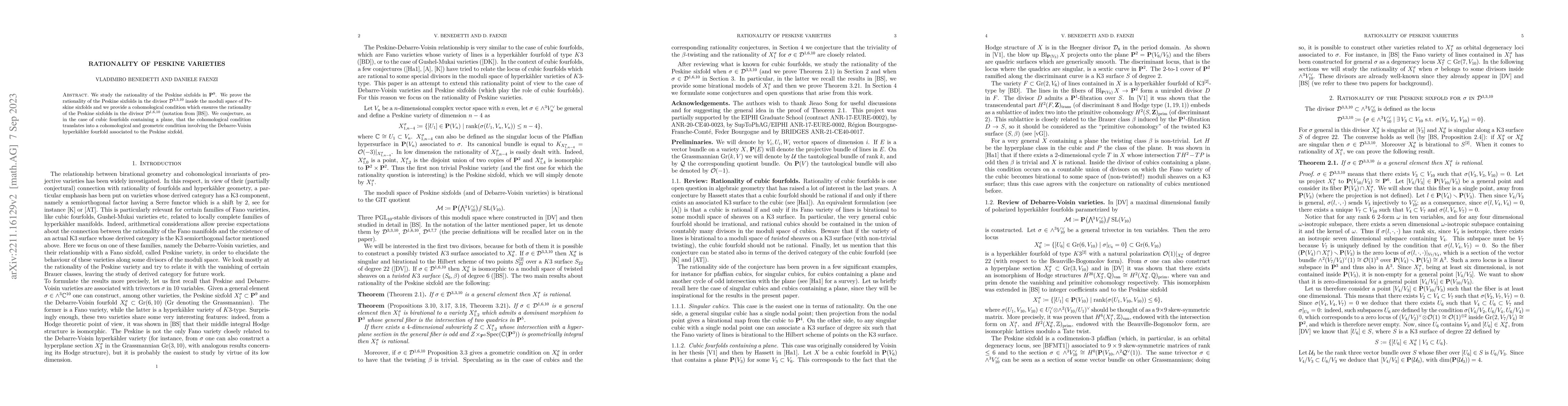 Thumbnail for Rationality of peskine varieties