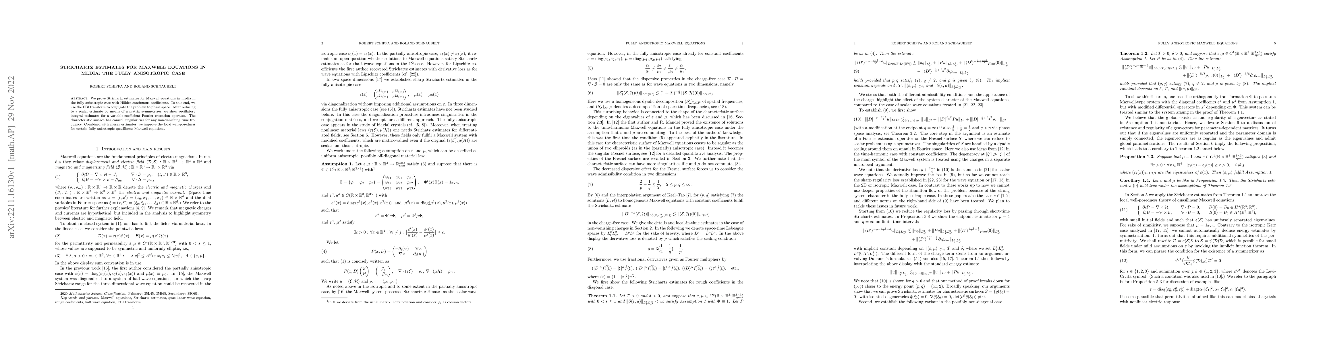 Thumbnail for Strichartz estimates for Maxwell equations in media: The fully
  anisotropic case