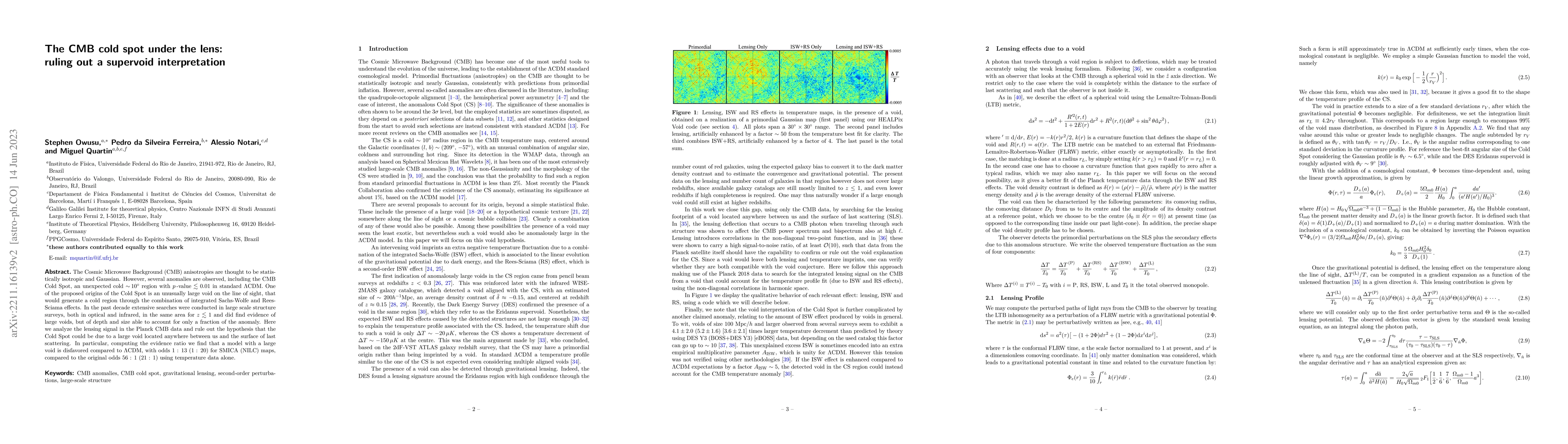 Thumbnail for The CMB cold spot under the lens: ruling out a supervoid interpretation