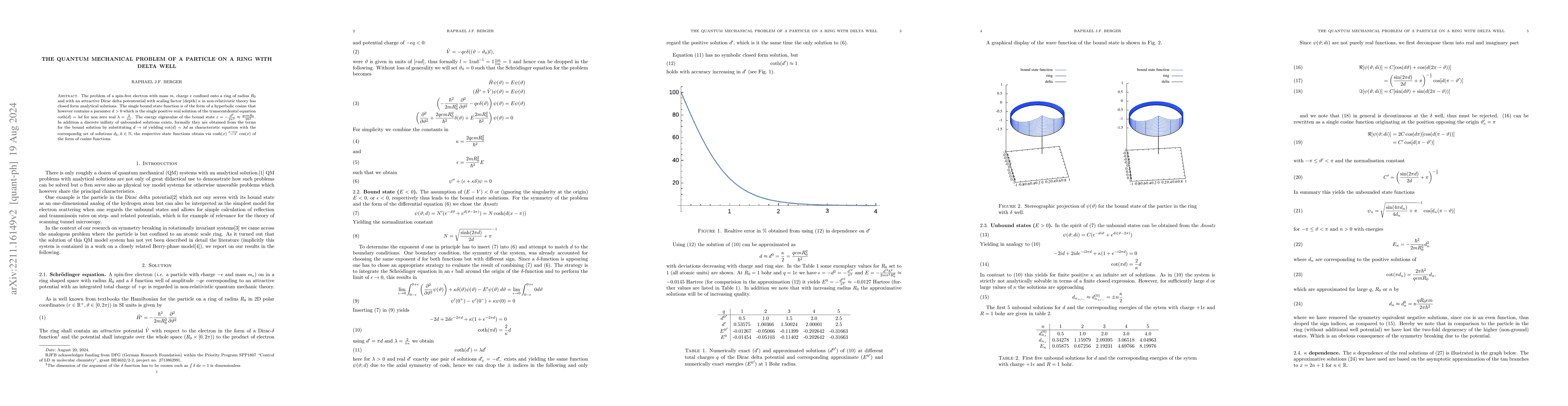 Thumbnail for The Quantum Mechanical Problem of a Particle on a Ring with Delta Well