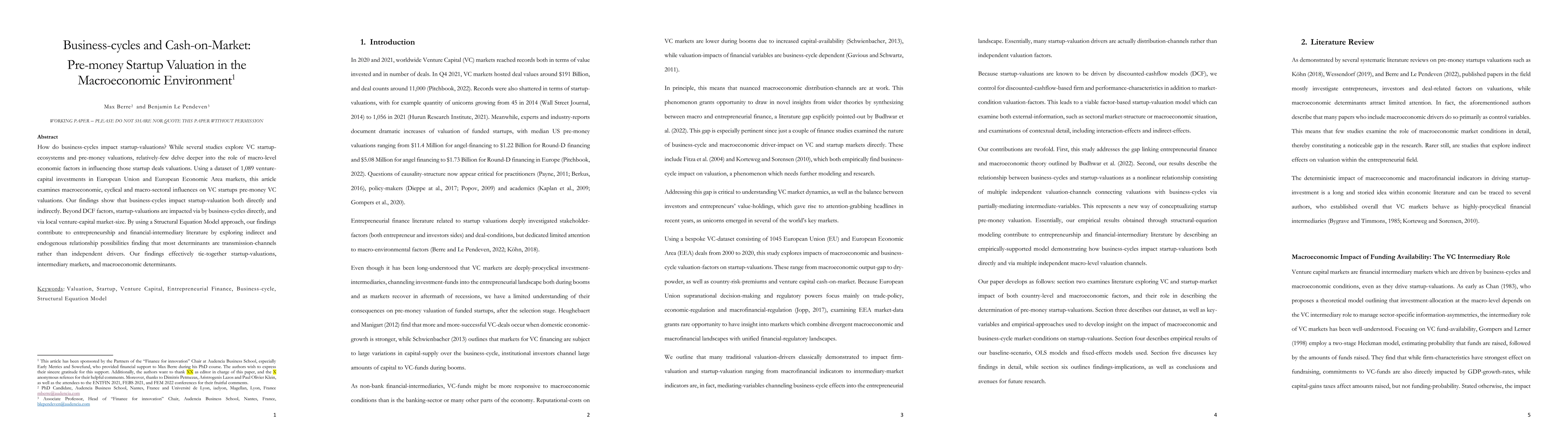 Thumbnail for Business-cycles and Cash-on-Market: Pre-money Startup Valuation in the
  Macroeconomic Environment
