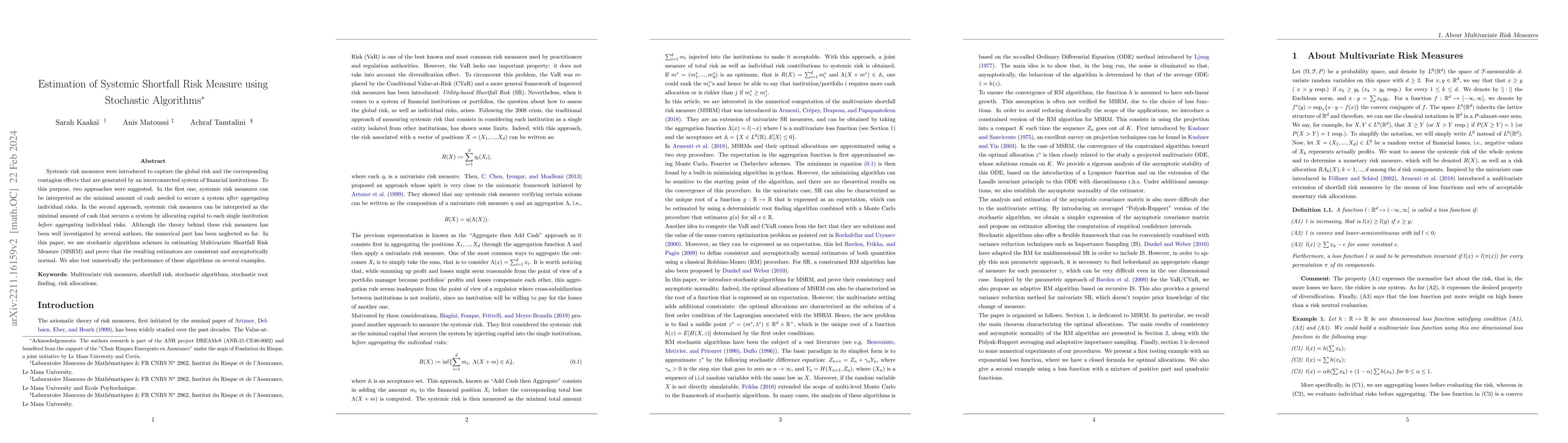 Thumbnail for Estimation of Systemic Shortfall Risk Measure using Stochastic
  Algorithms