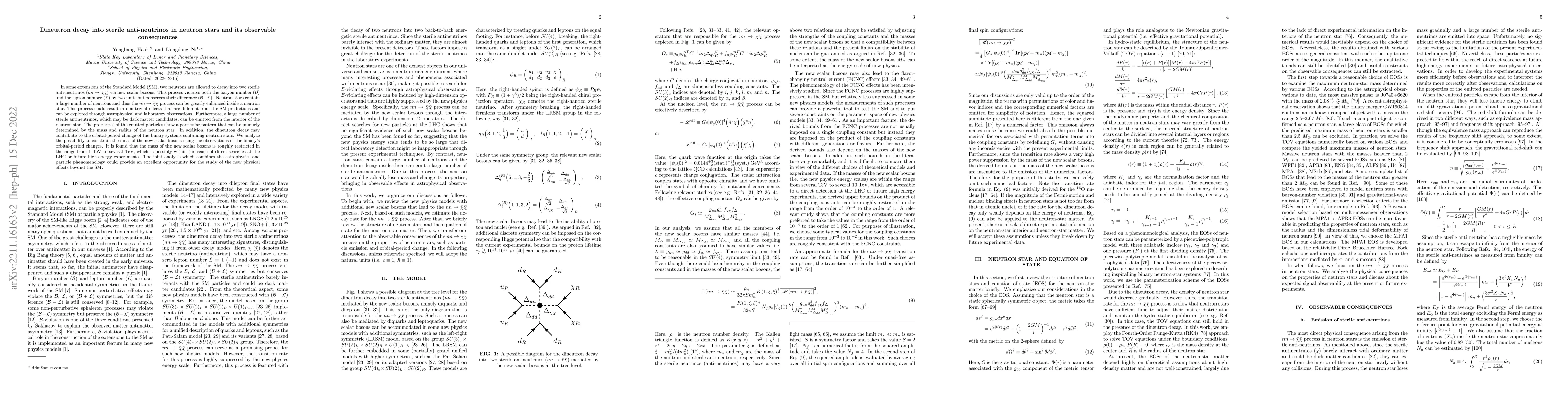 Thumbnail for Dineutron decay into sterile anti-neutrinos in neutron stars and its
  observable consequences