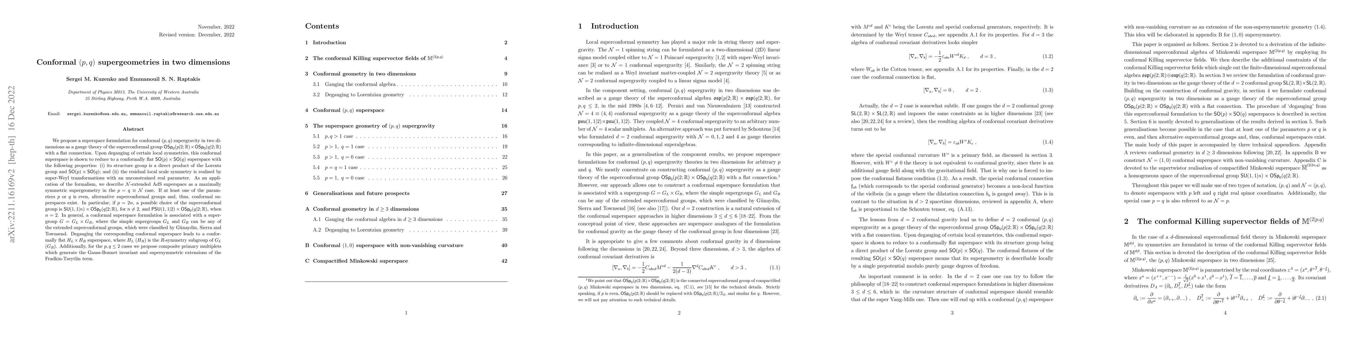 Thumbnail for Conformal $(p,q)$ supergeometries in two dimensions