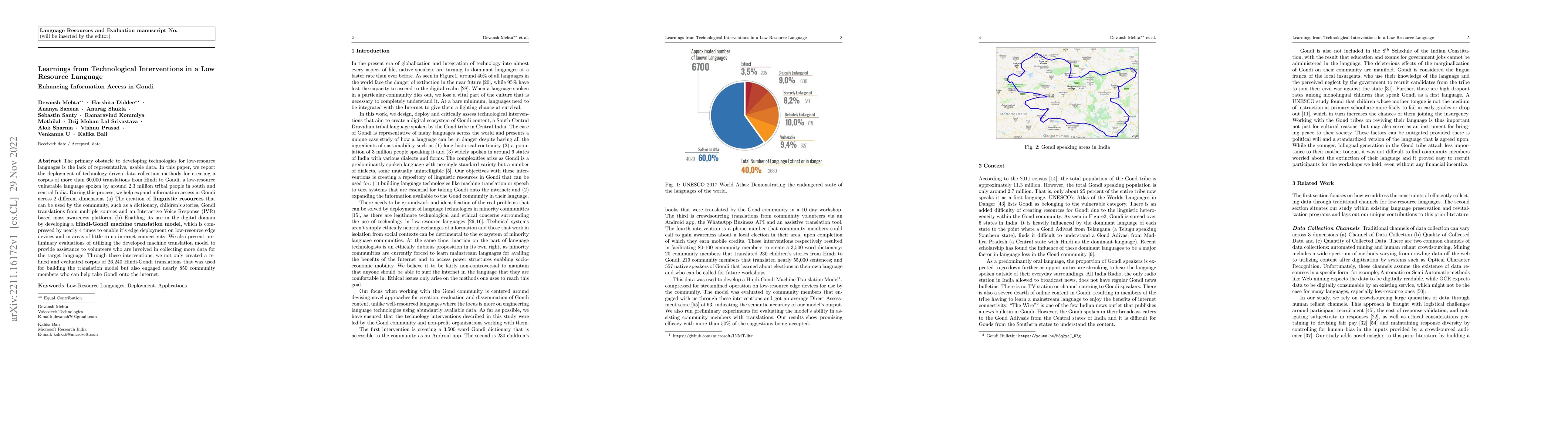 Thumbnail for Learnings from Technological Interventions in a Low Resource Language:
  Enhancing Information Access in Gondi