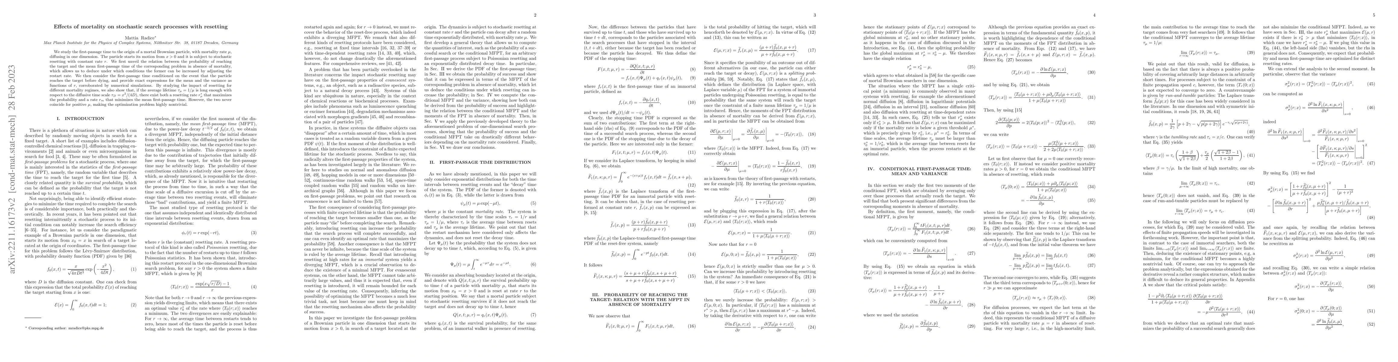 Thumbnail for Effects of mortality on stochastic search processes with resetting