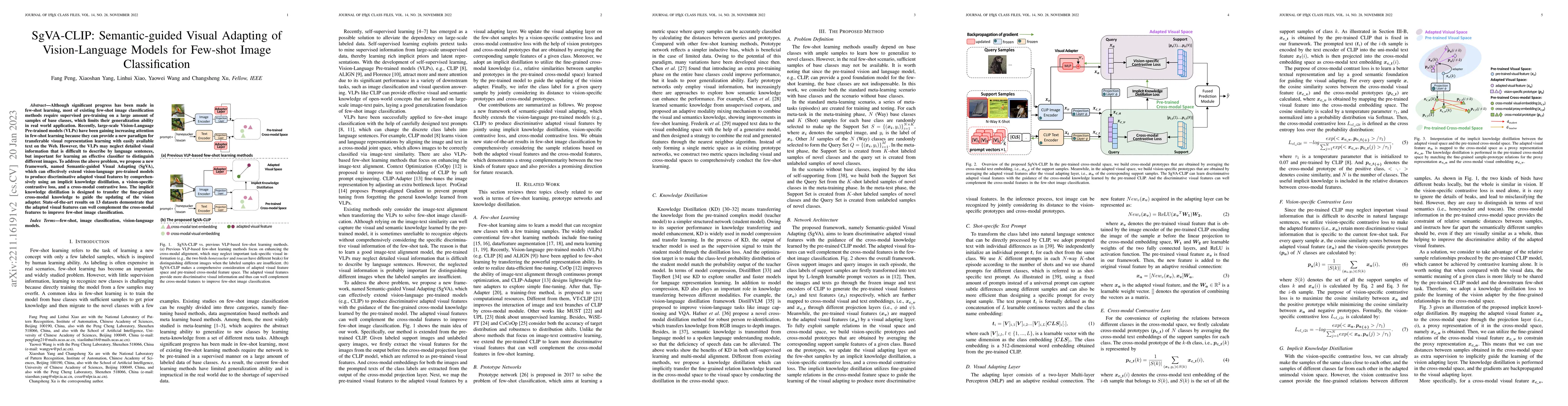 Thumbnail for SgVA-CLIP: Semantic-guided Visual Adapting of Vision-Language Models for
  Few-shot Image Classification