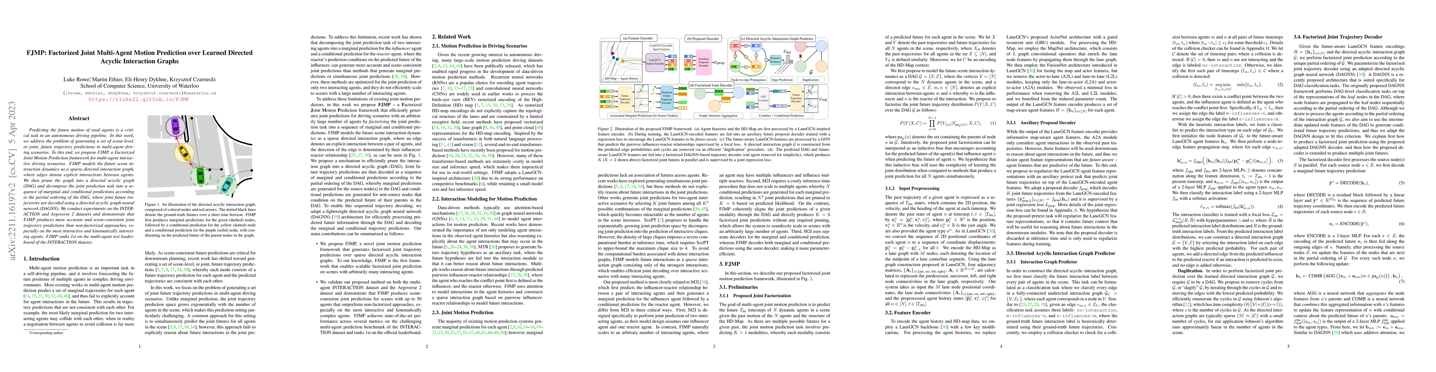 Thumbnail for FJMP: Factorized Joint Multi-Agent Motion Prediction over Learned
  Directed Acyclic Interaction Graphs