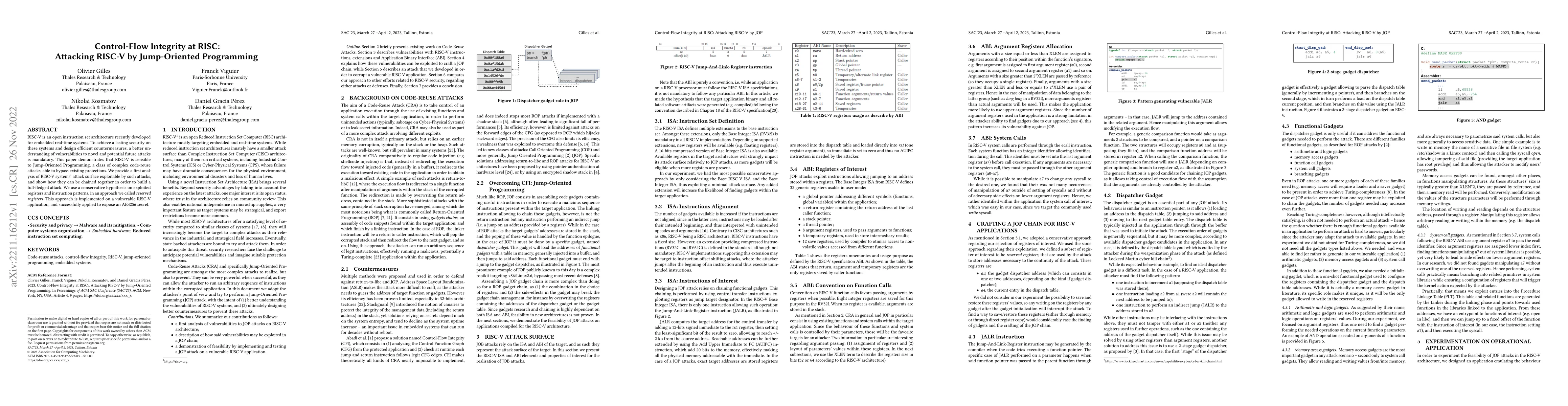 Thumbnail for Control-Flow Integrity at RISC: Attacking RISC-V by Jump-Oriented
  Programming