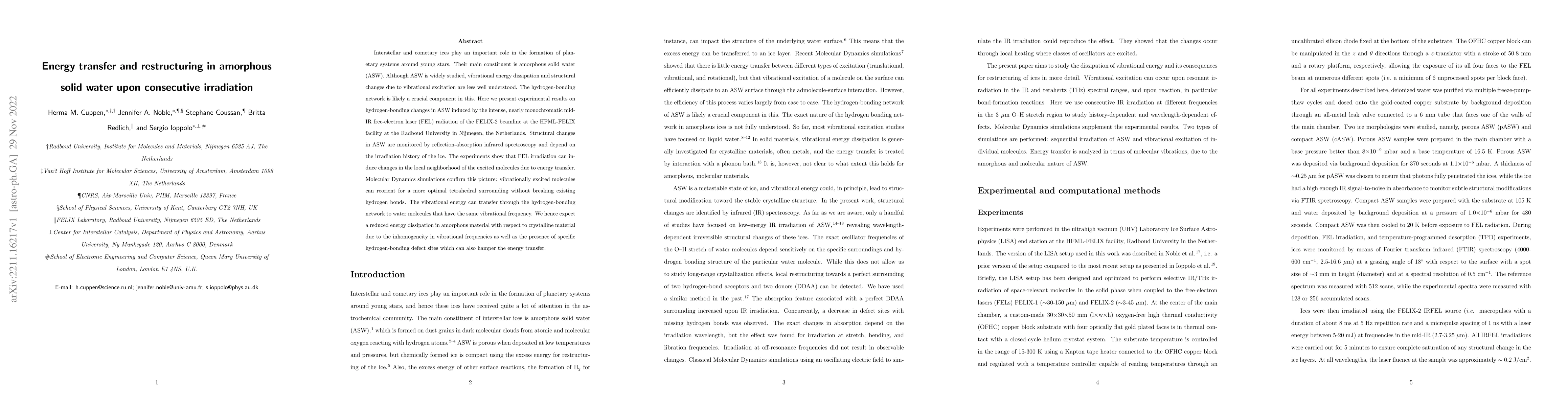 Thumbnail for Energy transfer and restructuring in amorphous solid water upon
  consecutive irradiation