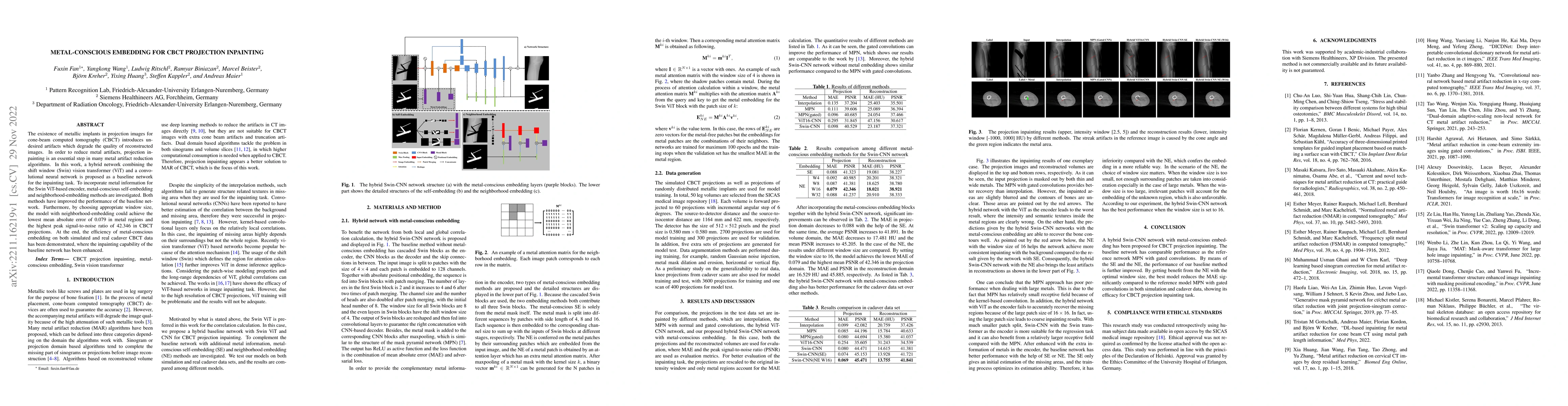 Thumbnail for Metal-conscious Embedding for CBCT Projection Inpainting