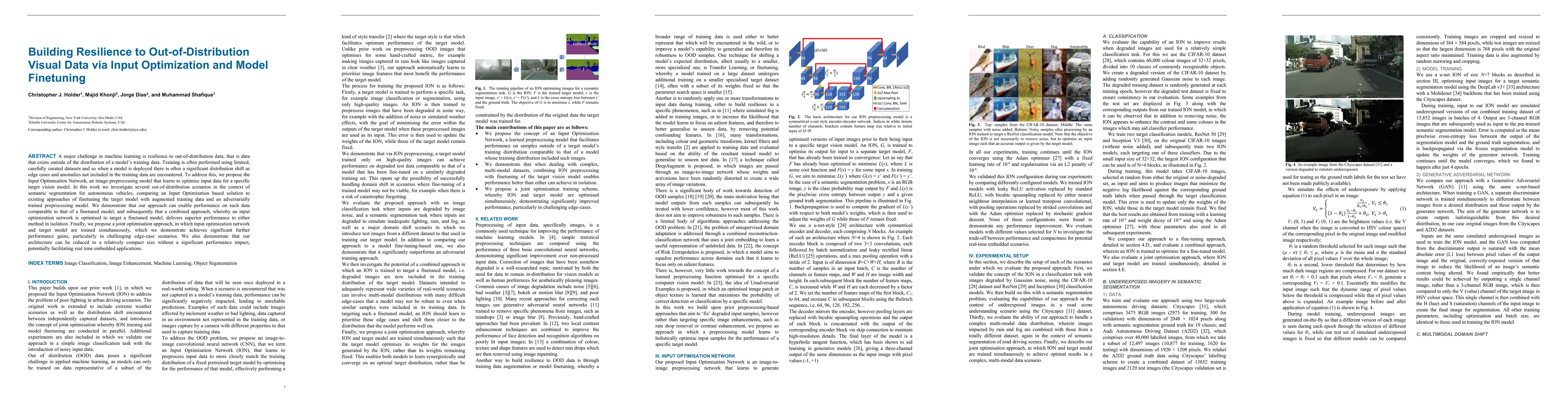 Thumbnail for Building Resilience to Out-of-Distribution Visual Data via Input
  Optimization and Model Finetuning