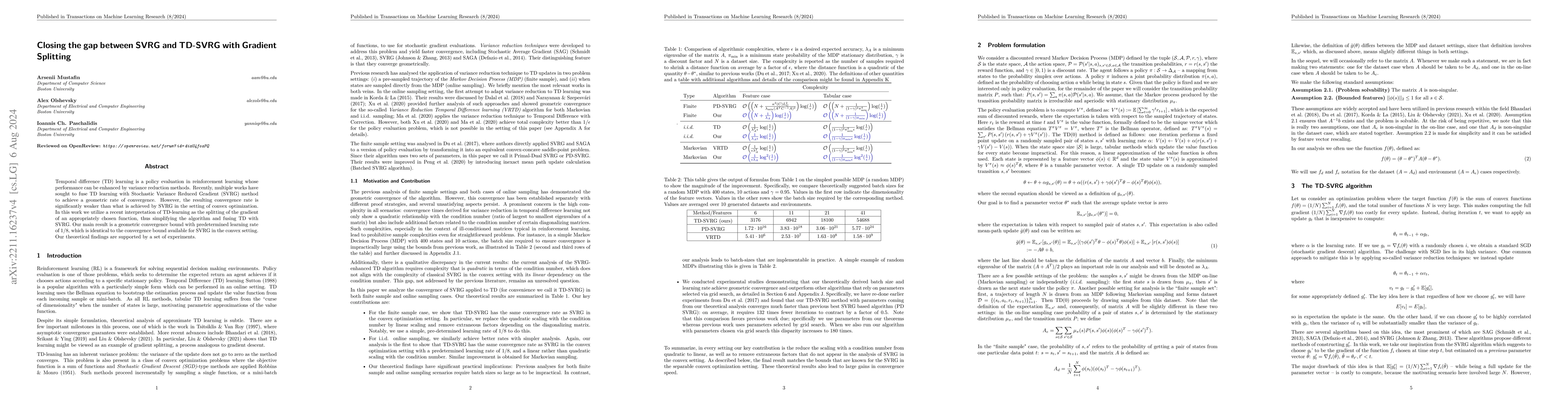 Thumbnail for Closing the gap between SVRG and TD-SVRG with Gradient Splitting