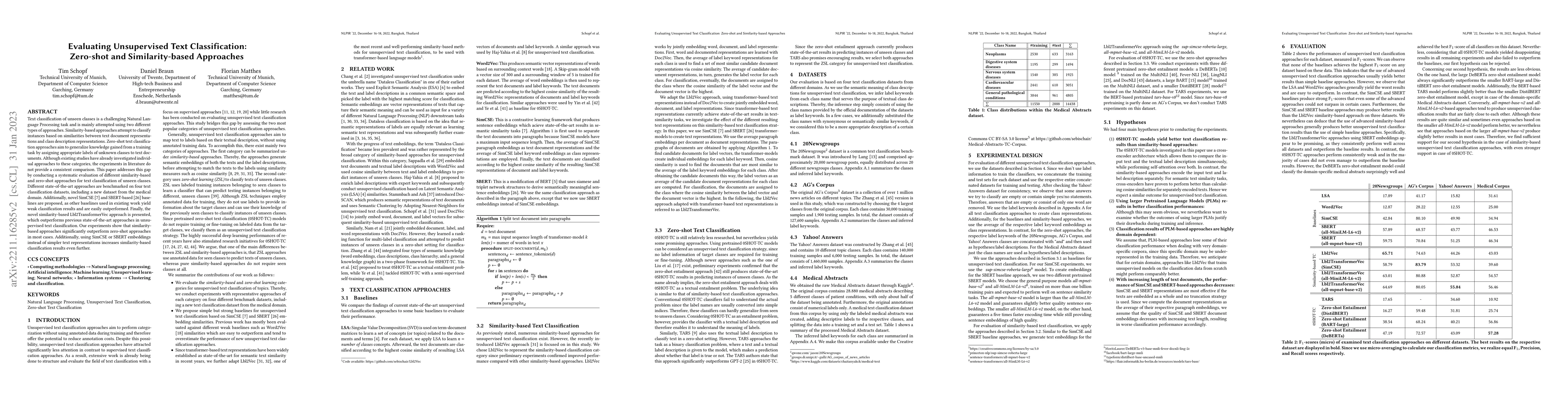 Thumbnail for Evaluating Unsupervised Text Classification: Zero-shot and
  Similarity-based Approaches