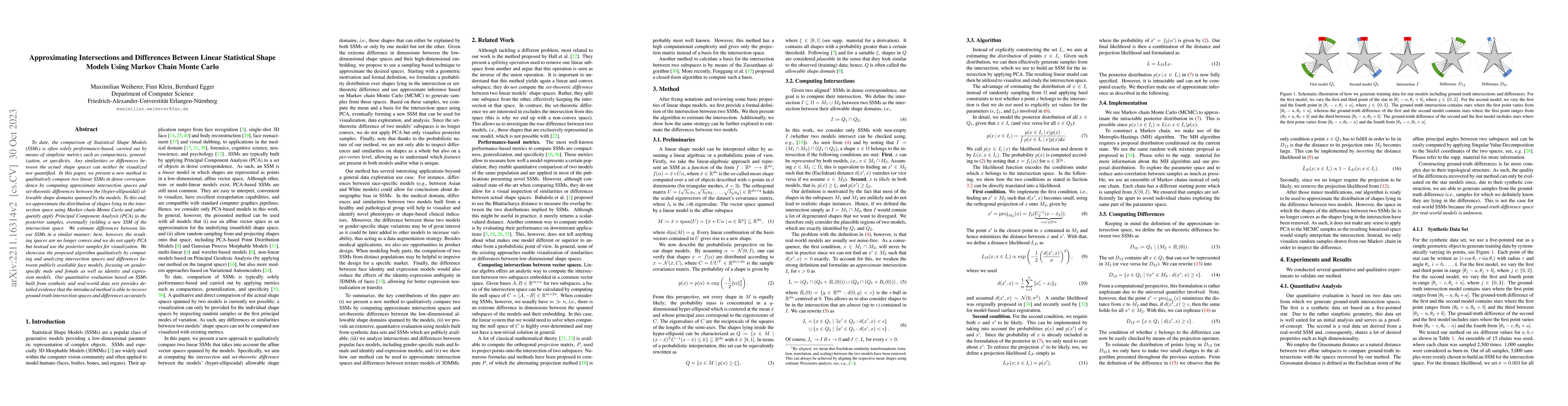 Thumbnail for Approximating Intersections and Differences Between Linear Statistical
  Shape Models Using Markov Chain Monte Carlo