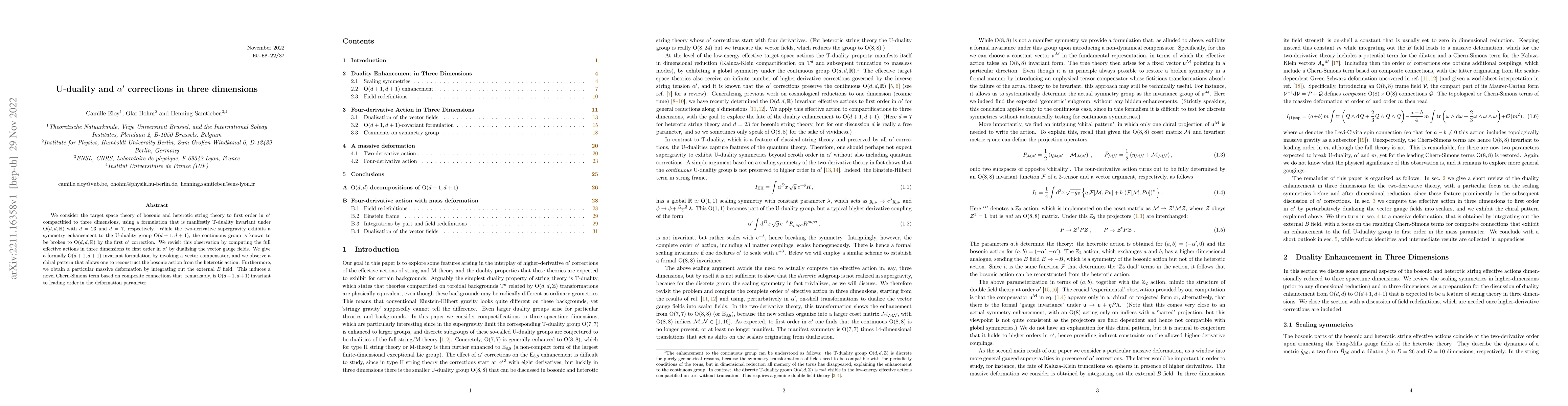 Thumbnail for U-duality and $\alpha'$ corrections in three dimensions