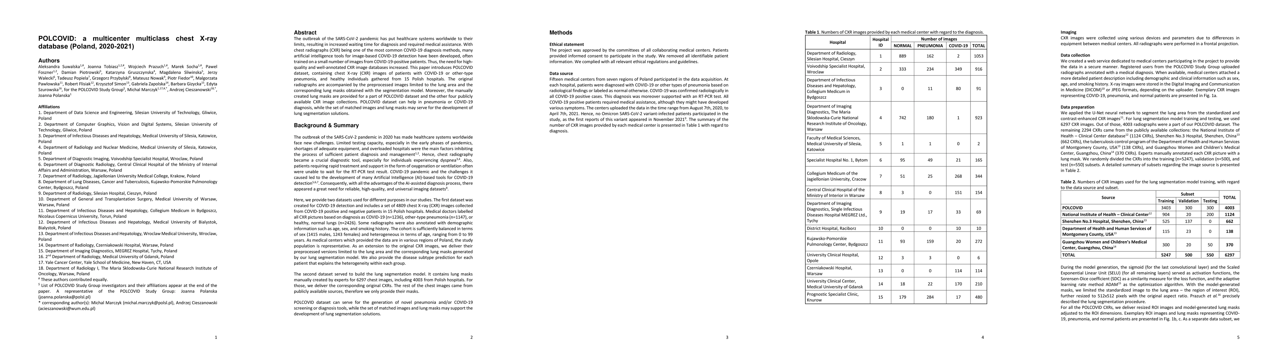 Thumbnail for POLCOVID: a multicenter multiclass chest X-ray database (Poland,
  2020-2021)