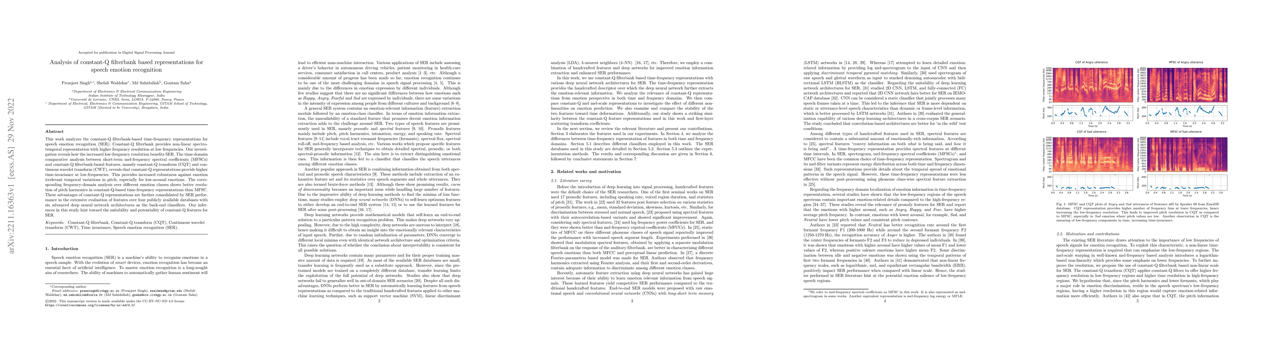 Thumbnail for Analysis of constant-Q filterbank based representations for speech
  emotion recognition