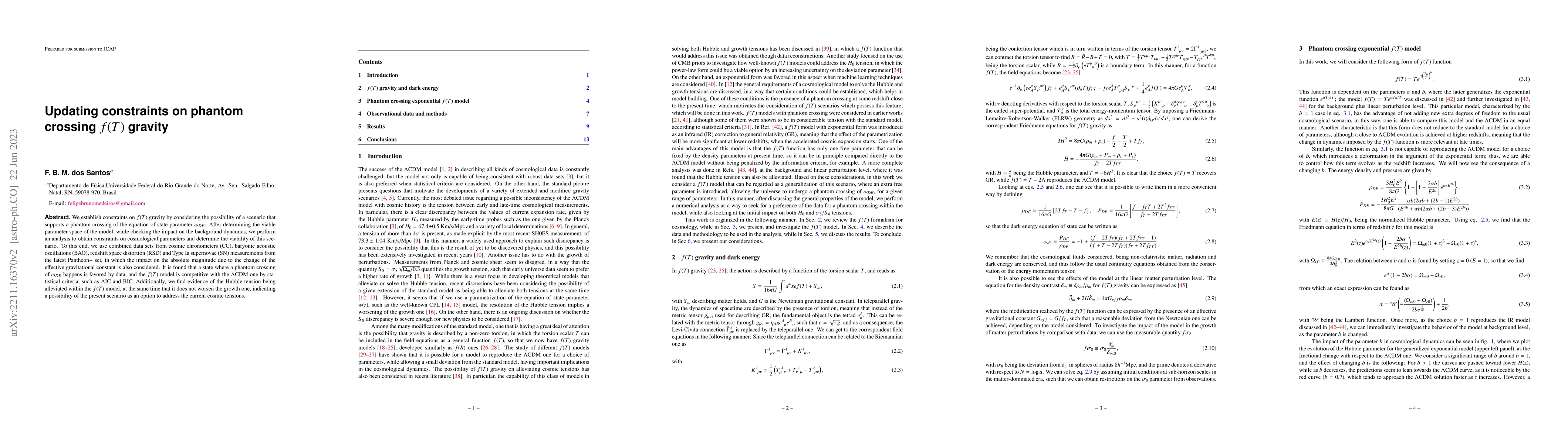 Thumbnail for Updating constraints on phantom crossing $f(T)$ gravity