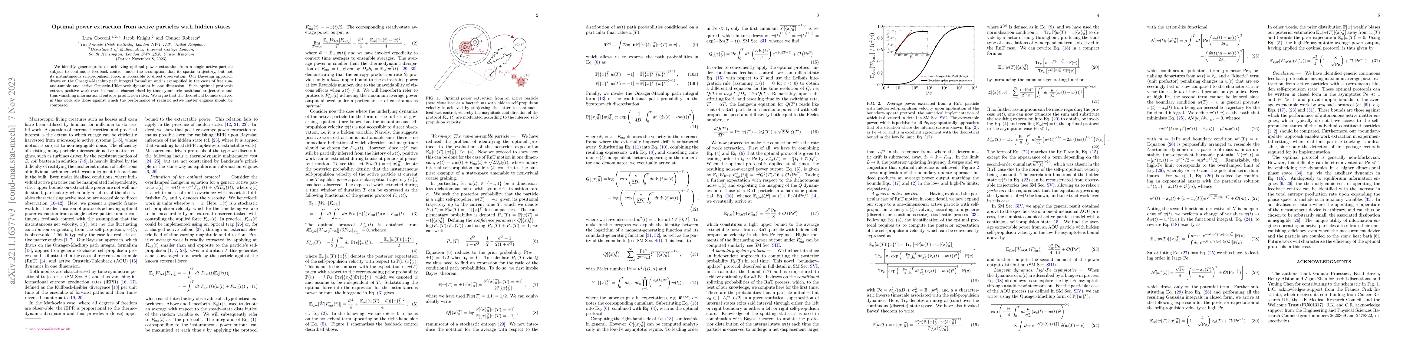 Thumbnail for Optimal power extraction from active particles with hidden states