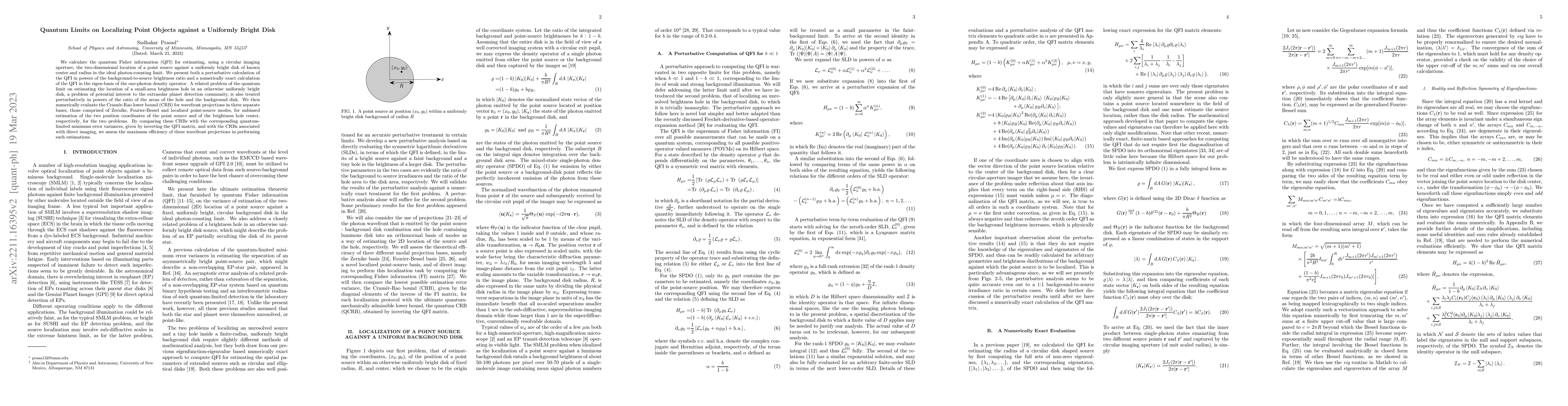 Thumbnail for Quantum Limits on Localizing Point Objects against a Uniformly Bright
  Disk