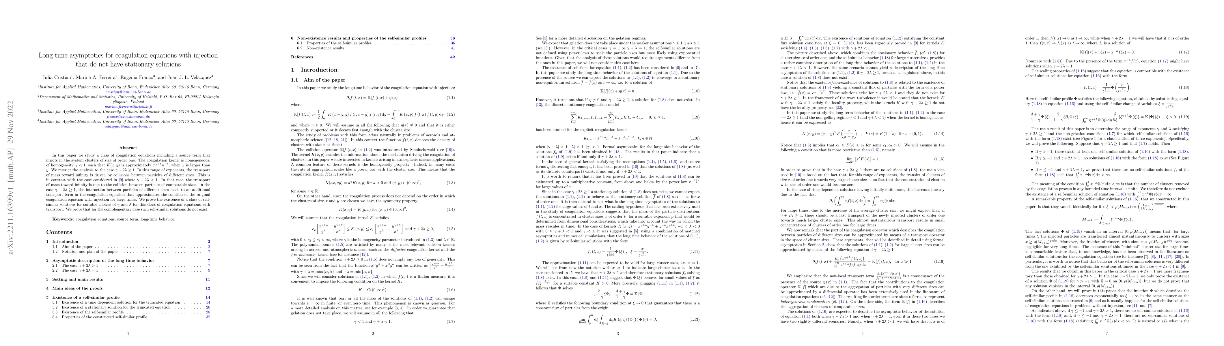 Thumbnail for Long-time asymptotics for coagulation equations with injection that do
  not have stationary solutions
