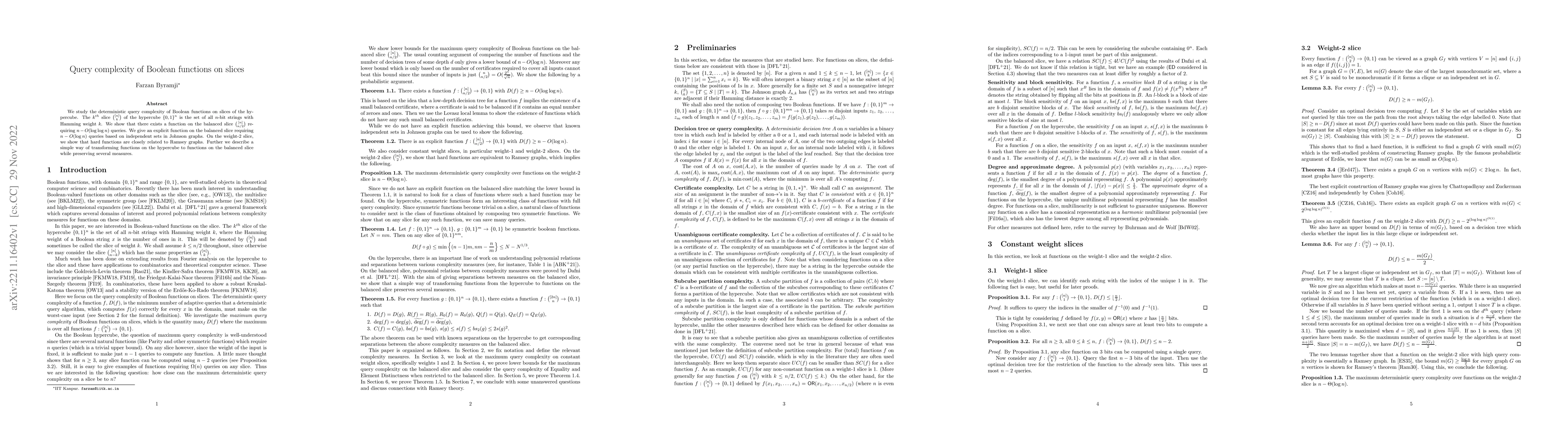 Thumbnail for Query complexity of Boolean functions on slices