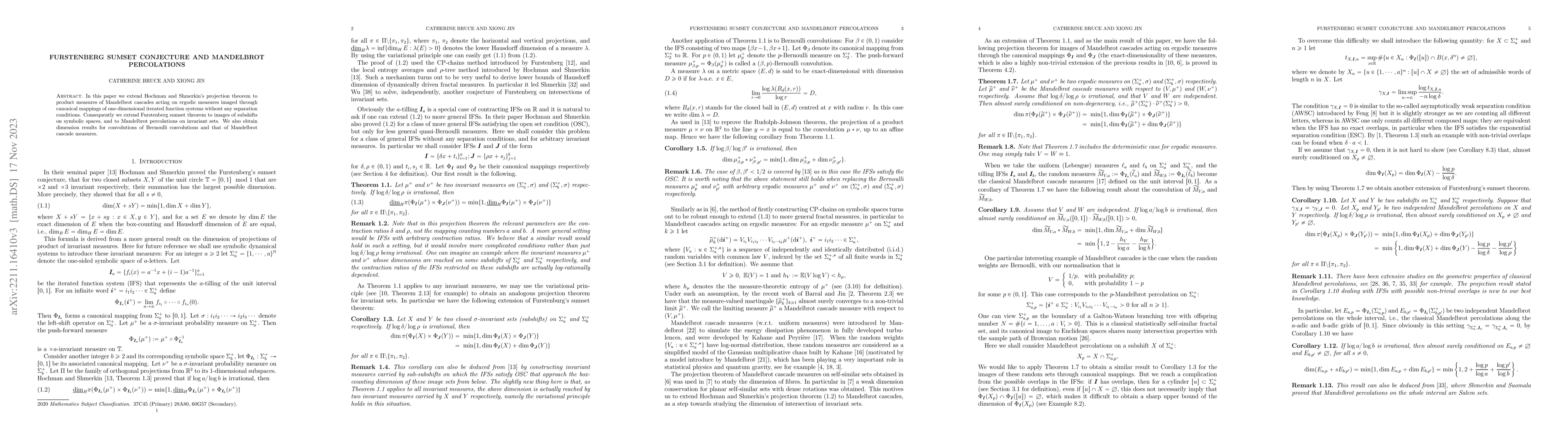 Thumbnail for Furstenberg sumset conjecture and Mandelbrot percolations