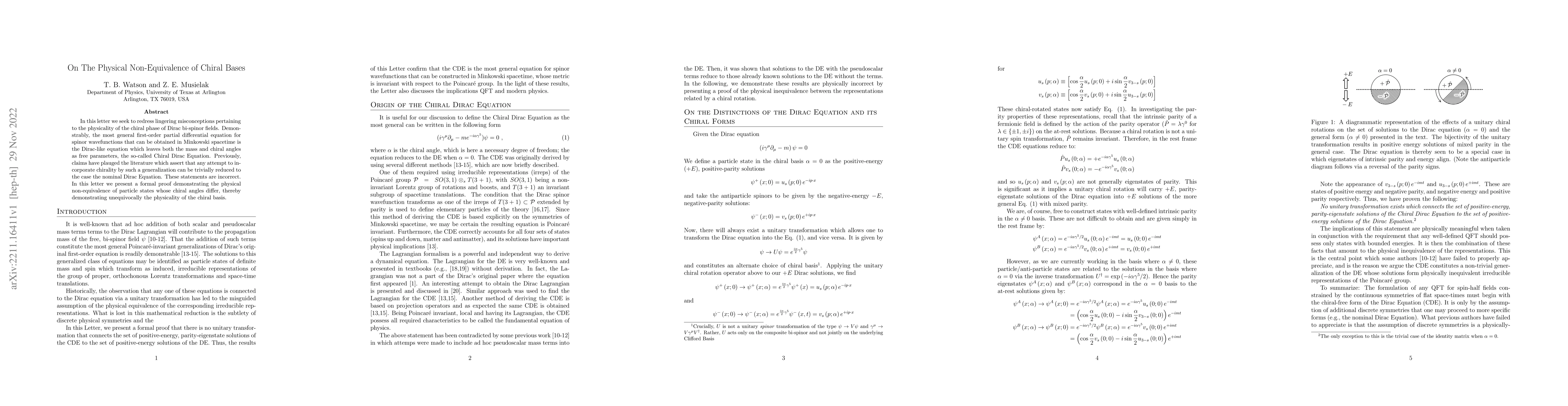 Thumbnail for On The Physical Non-Equivalence of Chiral Bases