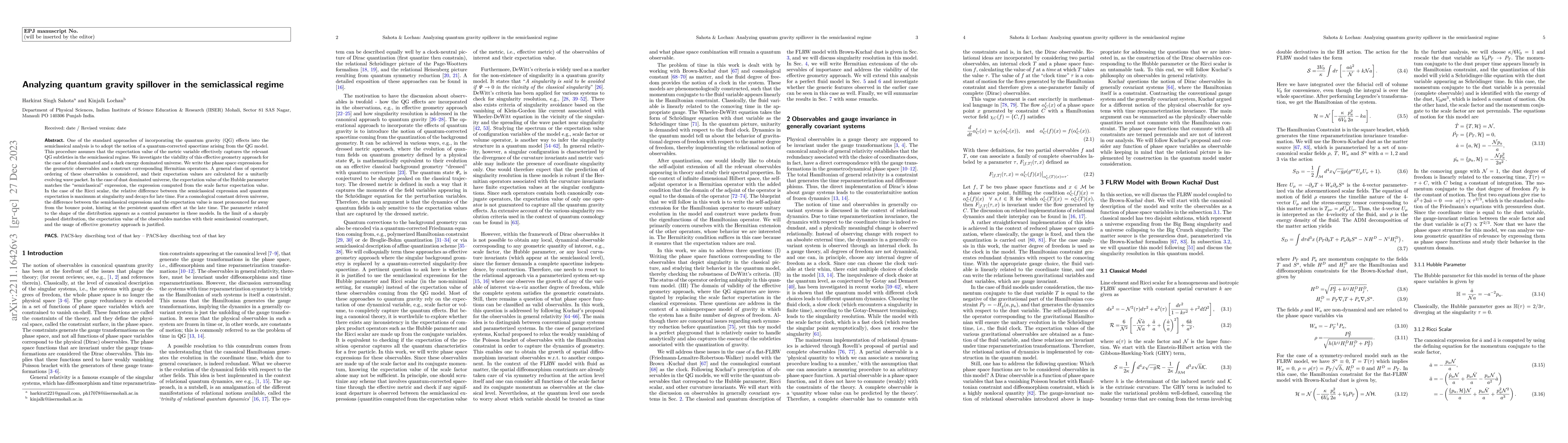 Thumbnail for Analyzing quantum gravity spillover in the semiclassical regime