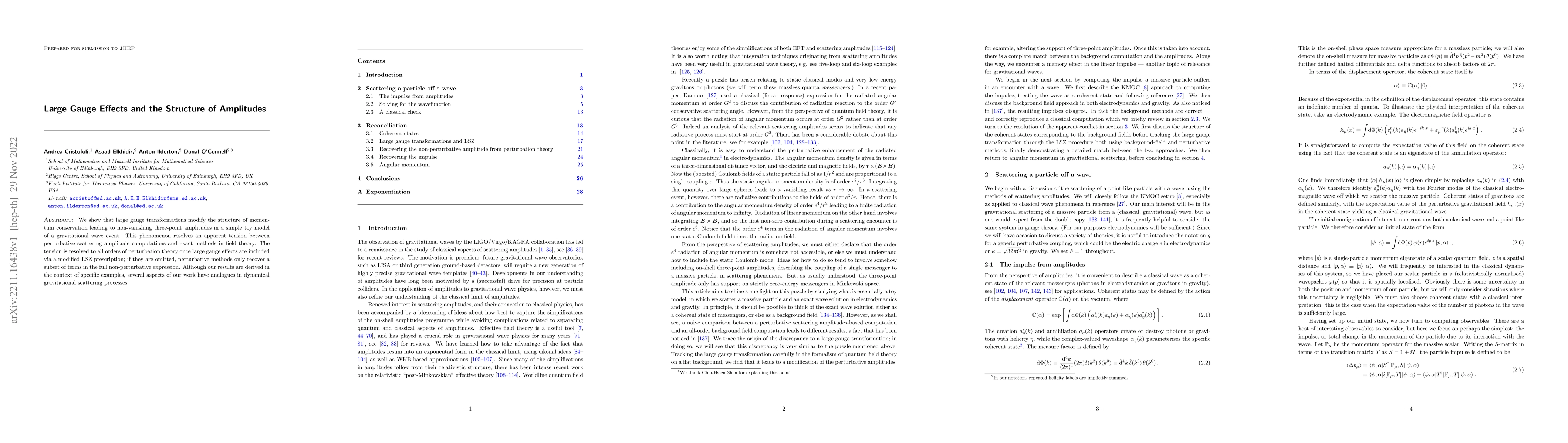Thumbnail for Large Gauge Effects and the Structure of Amplitudes