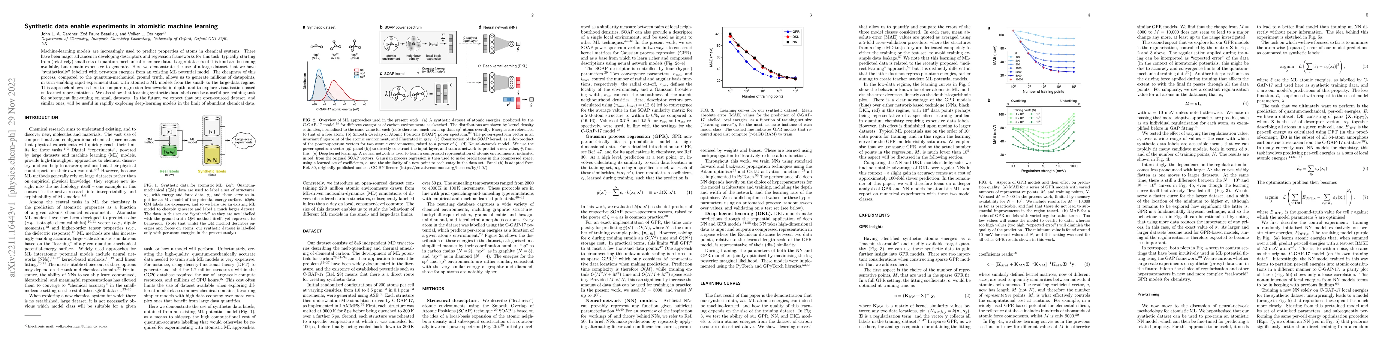 Thumbnail for Synthetic data enable experiments in atomistic machine learning