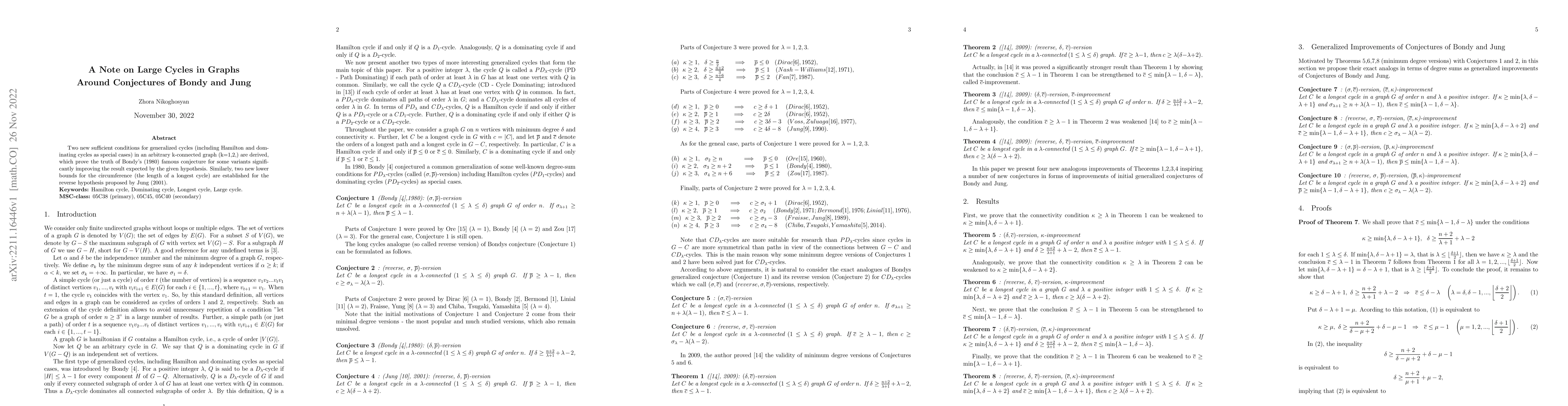 Thumbnail for A Note on Large Cycles in Graphs Around Conjectures of Bondy and Jung