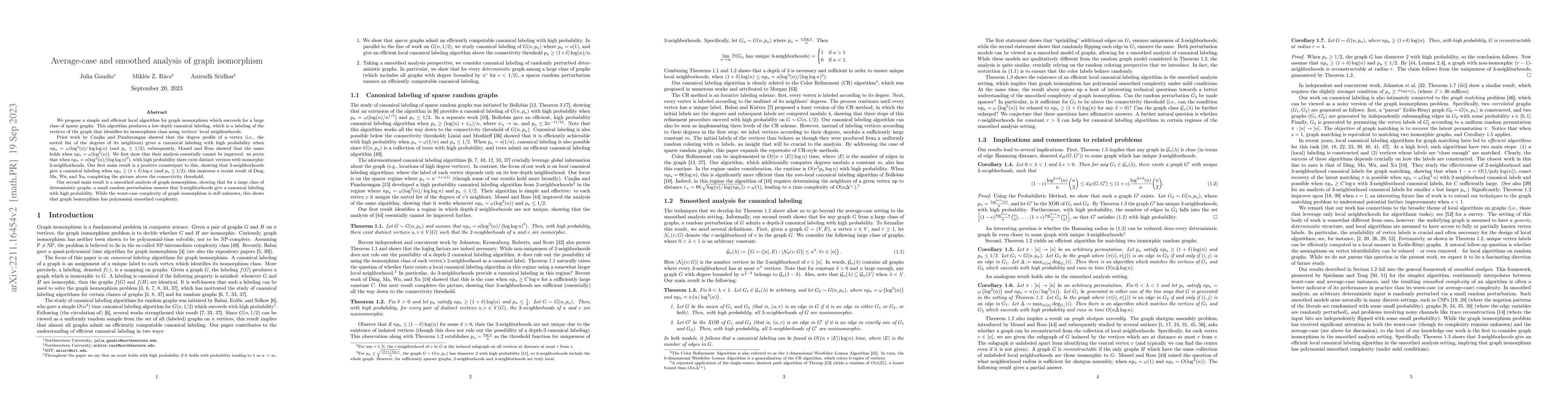 Thumbnail for Average-case and smoothed analysis of graph isomorphism