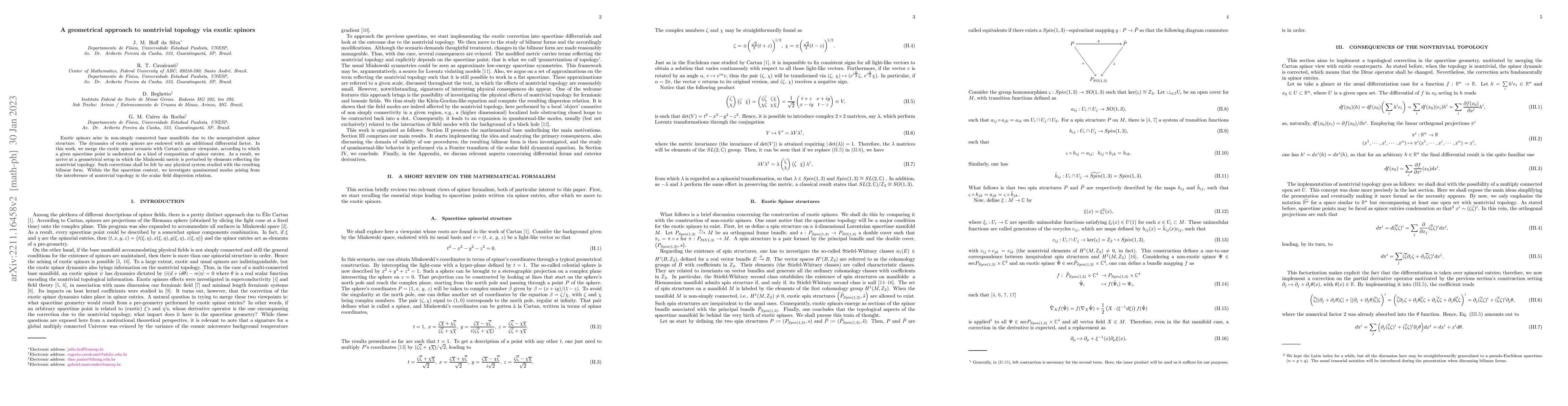 Thumbnail for A geometrical approach to nontrivial topology via exotic spinors