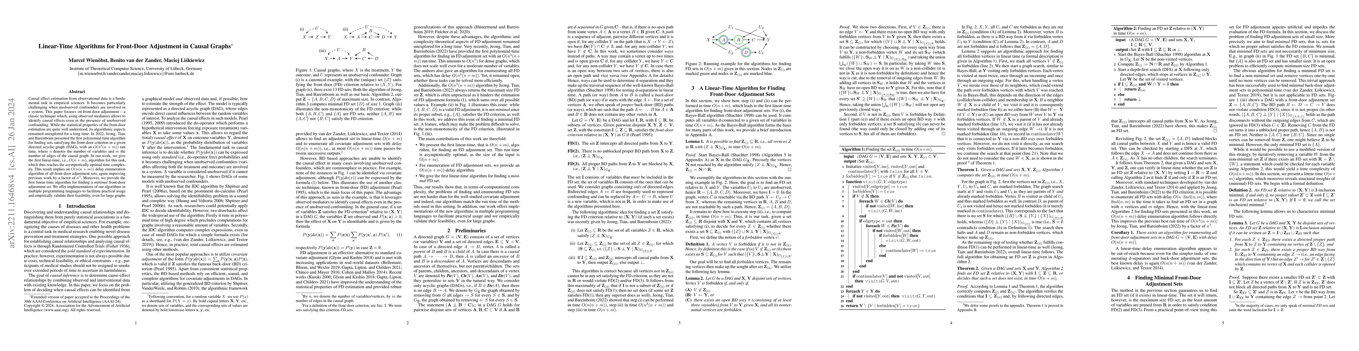 Thumbnail for Linear-Time Algorithms for Front-Door Adjustment in Causal Graphs