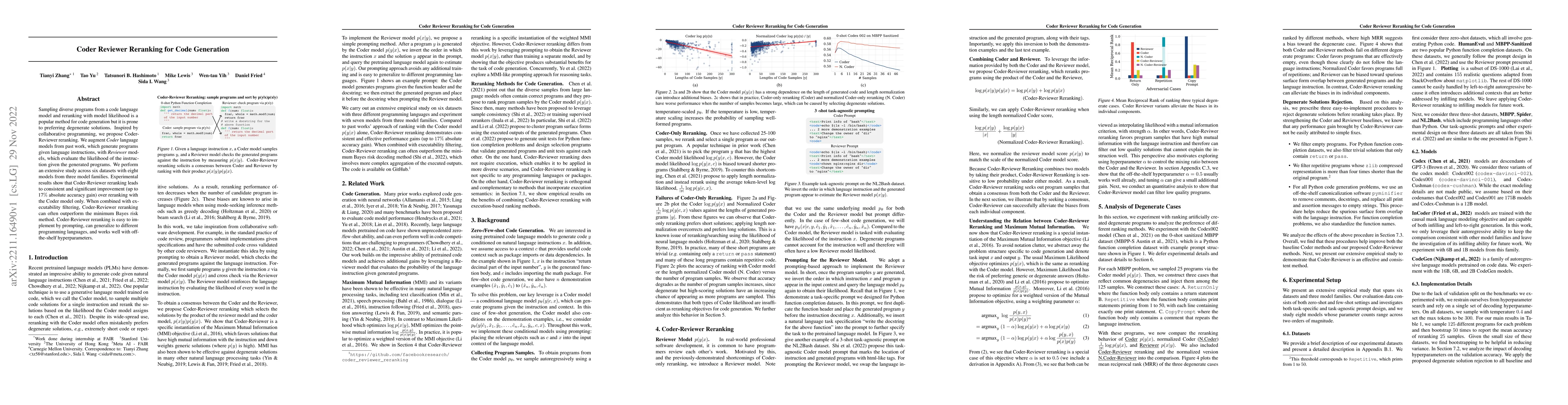 Thumbnail for Coder Reviewer Reranking for Code Generation
