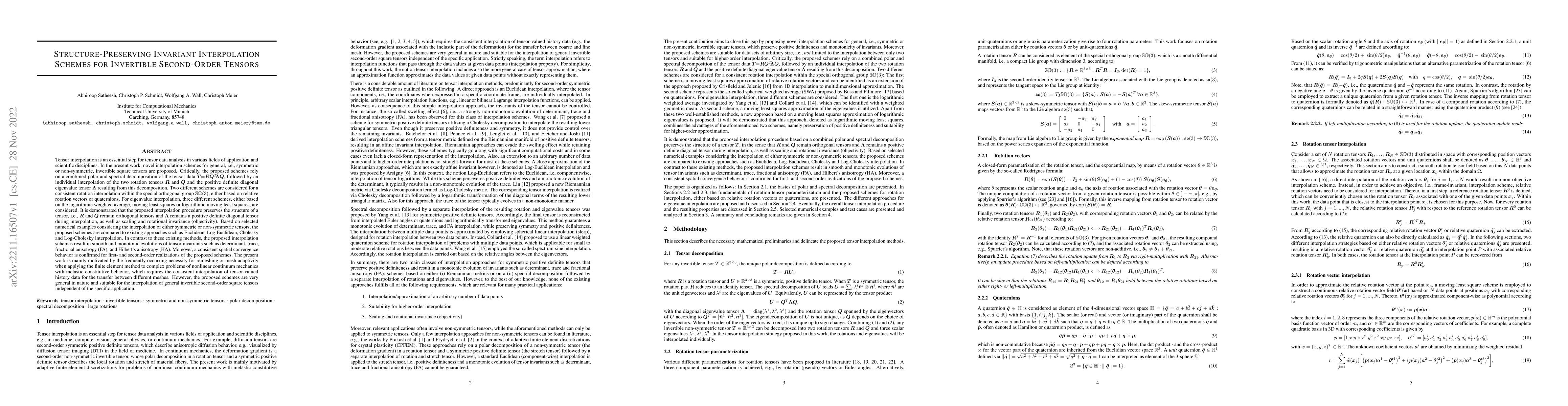 Thumbnail for Structure-Preserving Invariant Interpolation Schemes for Invertible
  Second-Order Tensors