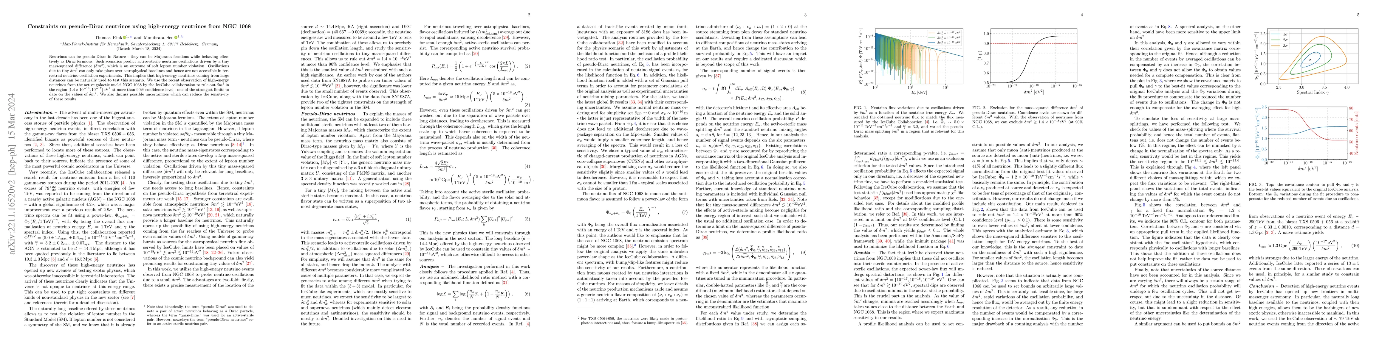 Thumbnail for Constraints on pseudo-Dirac neutrinos using high-energy neutrinos from
  NGC 1068