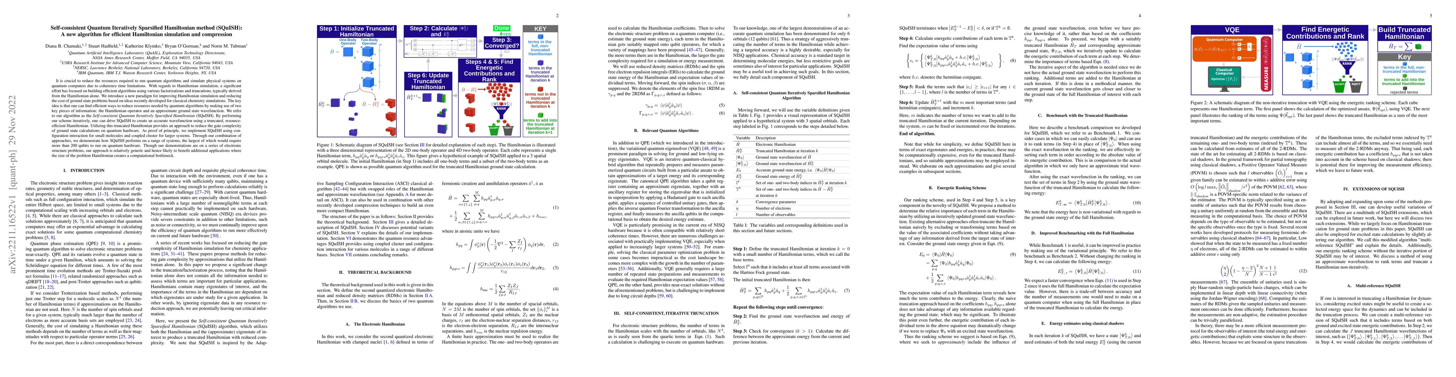 Thumbnail for Self-consistent Quantum Iteratively Sparsified Hamiltonian method
  (SQuISH): A new algorithm for efficient Hamiltonian simulation and
  compression