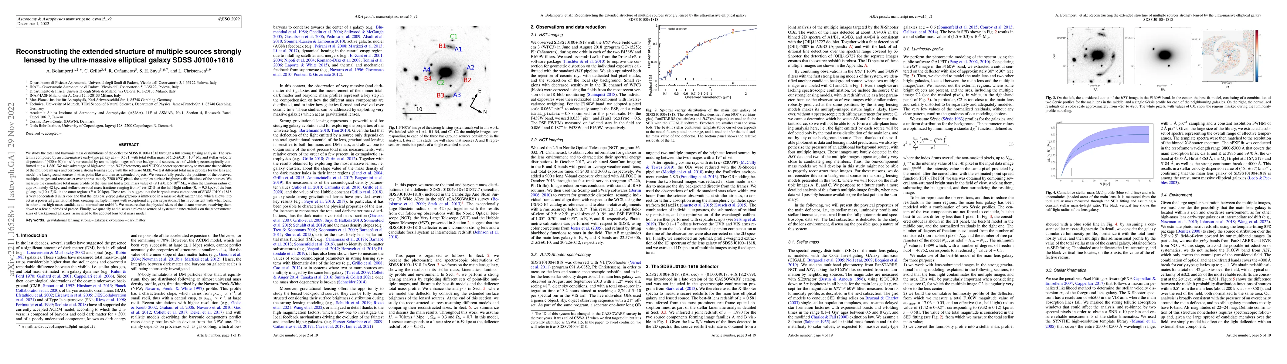 Thumbnail for Reconstructing the extended structure of multiple sources strongly
  lensed by the ultra-massive elliptical galaxy SDSS J0100+1818